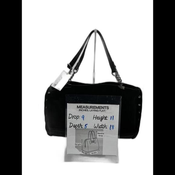 JOE'S EMERSON Suede Stylish Black Handbag with Chain Accents - NWT - Picture 4 of 6